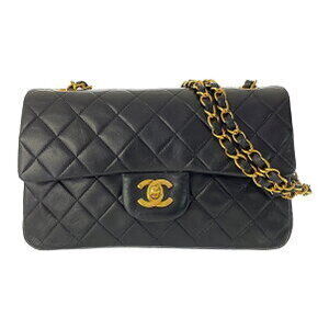 Chanel Matelasse Double Flap Chain Shoulder Bag Black